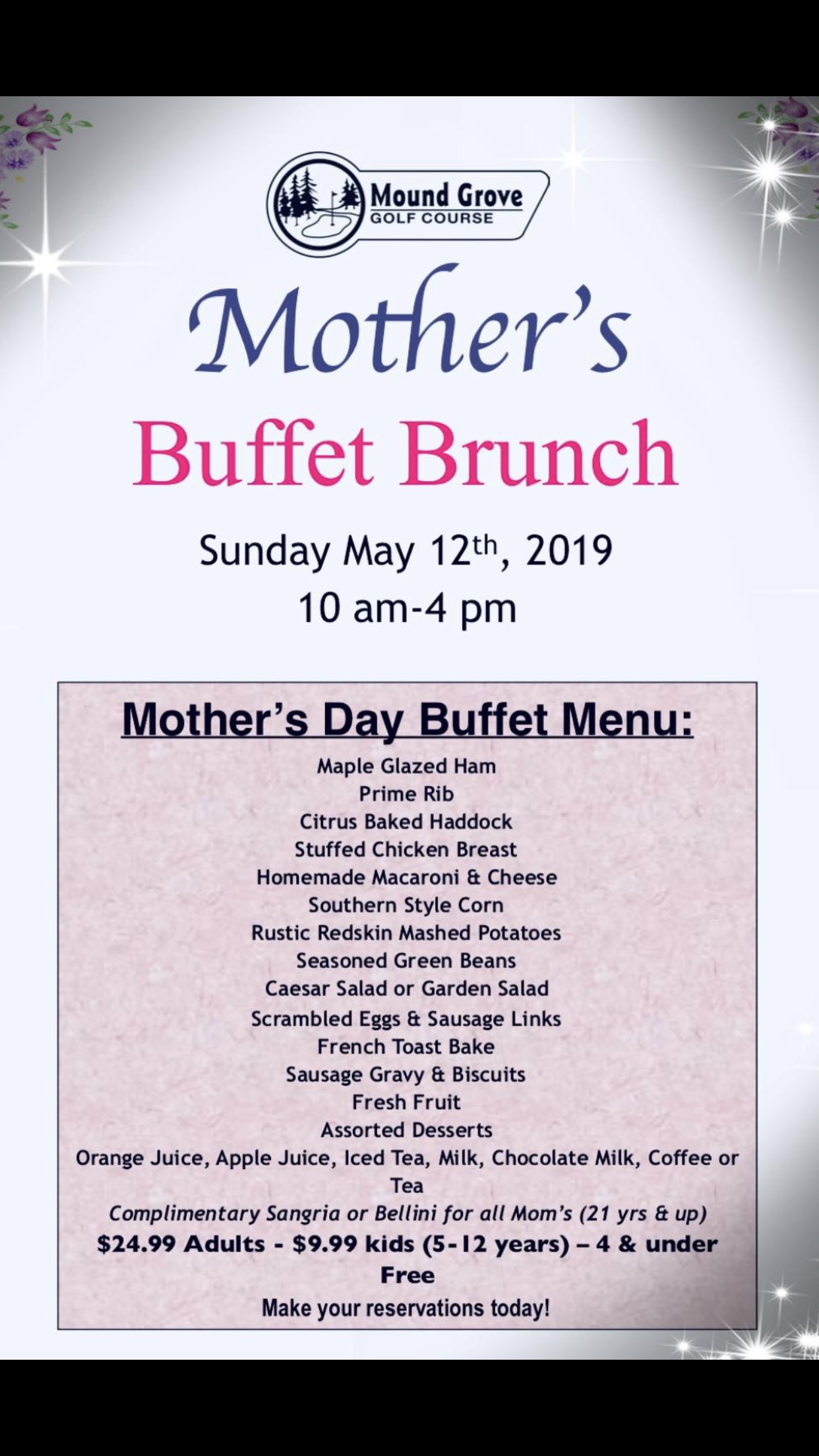 Mother's Day Buffet Brunch - Mound Grove Golf Course